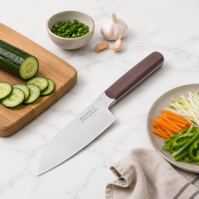 BergHOFF Elements Stainless Steel 4.5" Santoku Knife, Purple
