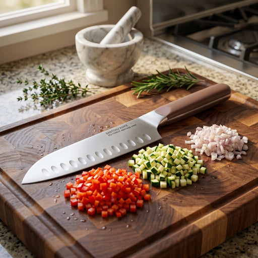 BergHOFF Elements Stainless Steel 6.5" Santoku Knife, Purple - Kitchen Knives