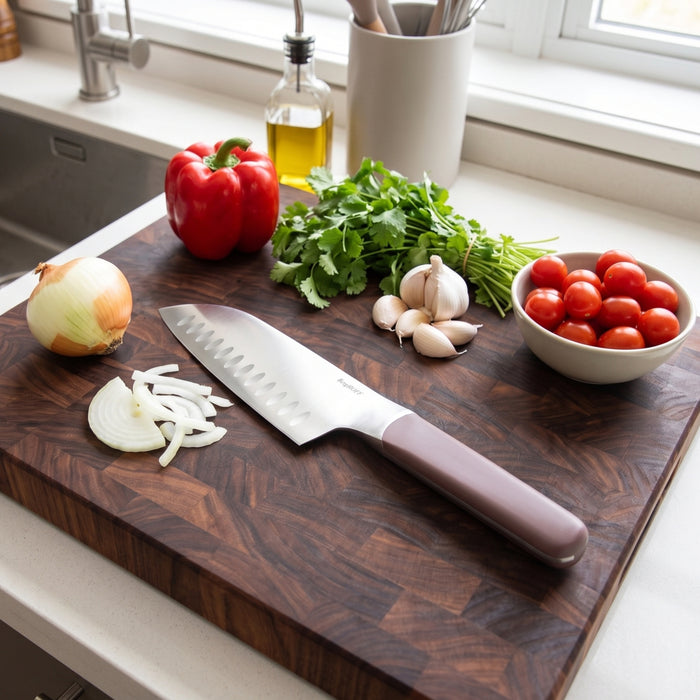BergHOFF Elements Stainless Steel 6.5" Santoku Knife, Purple