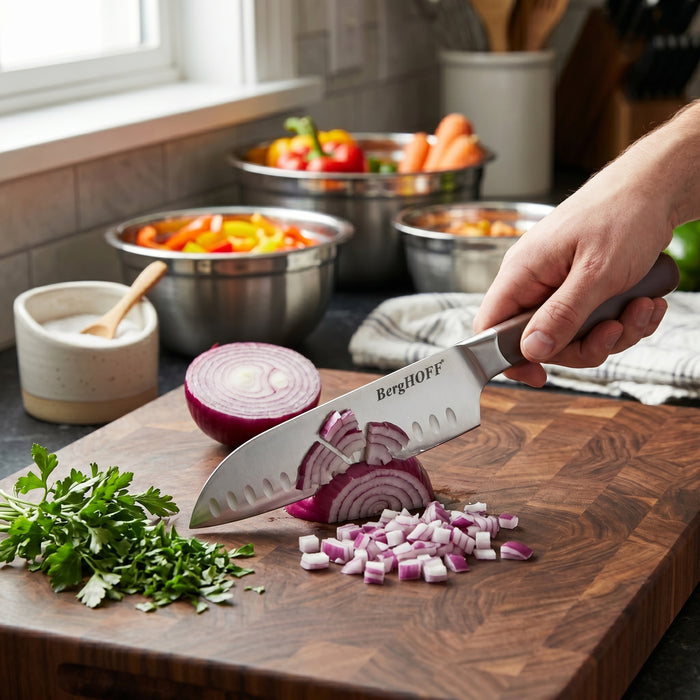 BergHOFF Elements Stainless Steel 6.5" Santoku Knife, Purple
