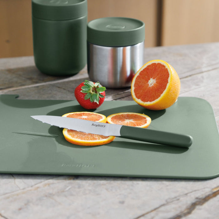 BergHOFF Elements Stainless Steel 4.5" Serrated Utility Knife, Green - Kitchen Knives