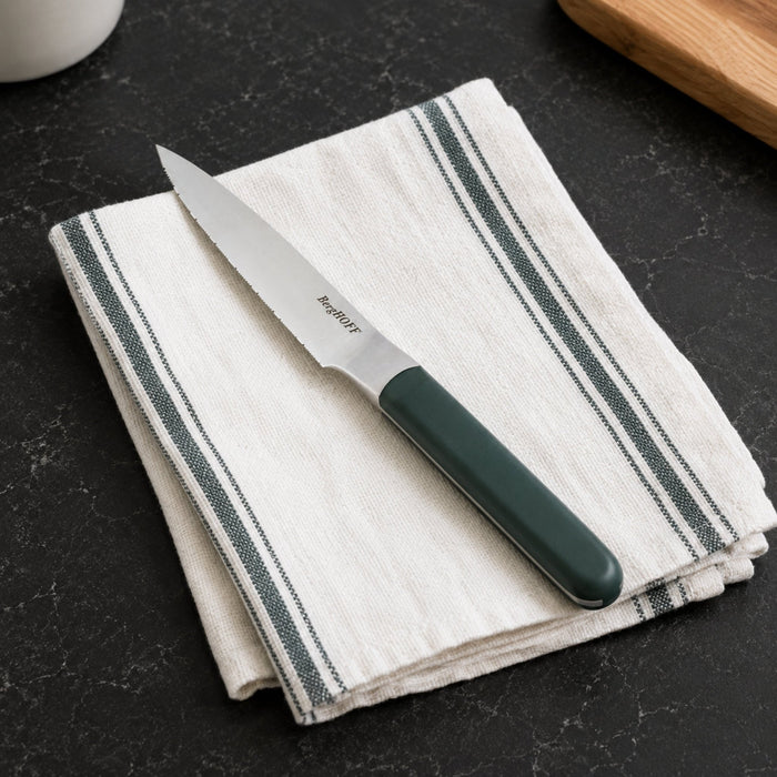 BergHOFF Elements Stainless Steel 4.5" Serrated Utility Knife, Green - Kitchen Knives