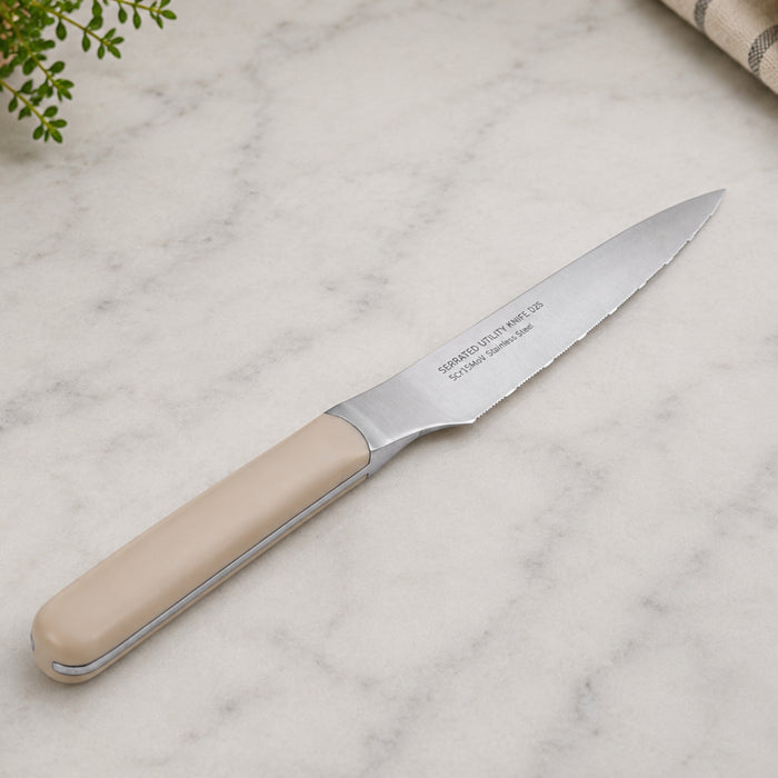 BergHOFF Elements Stainless Steel 4.5" Serrated Utility Knife, Sand