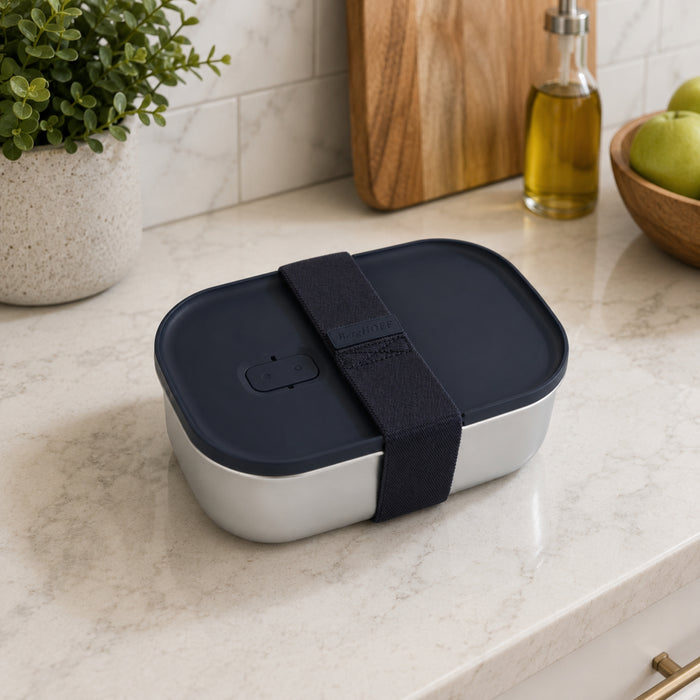 BergHOFF Nomad Lunch Box with Strap, Steel and Navy