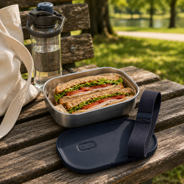 BergHOFF Nomad Lunch Box with Strap, Steel and Navy