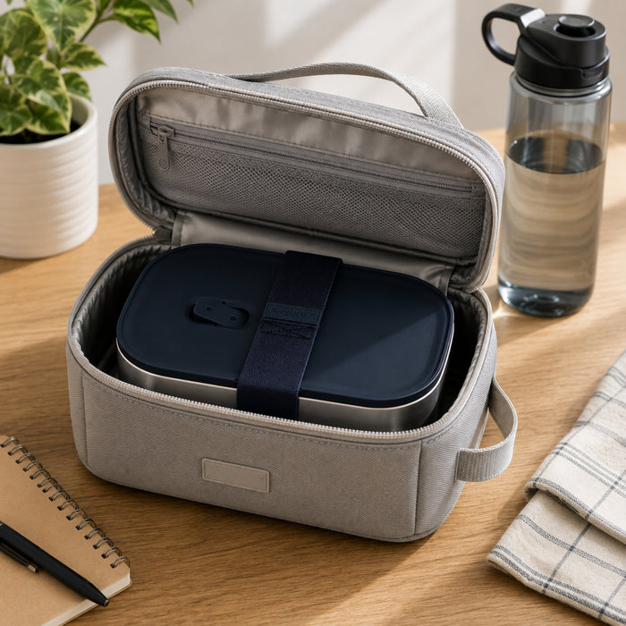BergHOFF Nomad Lunch Box with Strap, Steel and Navy