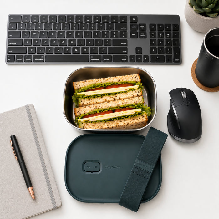 BergHOFF Nomad Lunch Box with Strap, Steel and Evergreen
