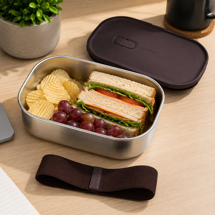 BergHOFF Nomad Lunch Box with Strap, Steel and Chocolate