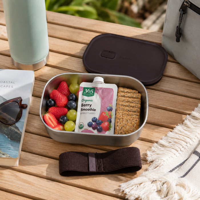 BergHOFF Nomad Lunch Box with Strap, Steel and Chocolate