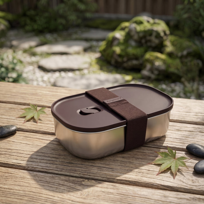 BergHOFF Nomad Lunch Box with Strap, Steel and Chocolate