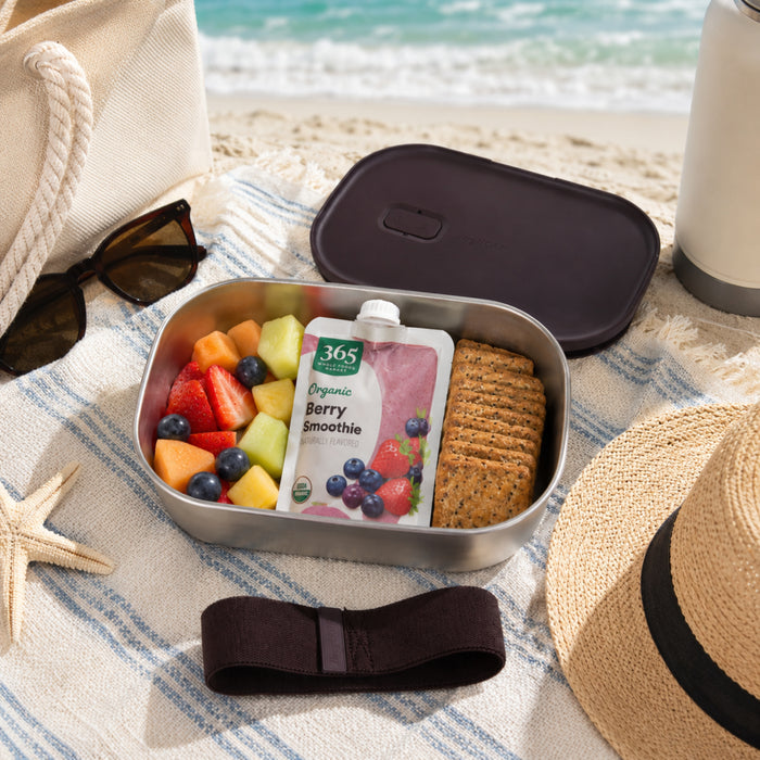 BergHOFF Nomad Lunch Box with Strap, Steel and Chocolate