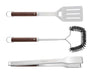 Image 1 of Essentials BBQ Set with Wood Handles Tongs, Spatula and Brush (3-Pieces)