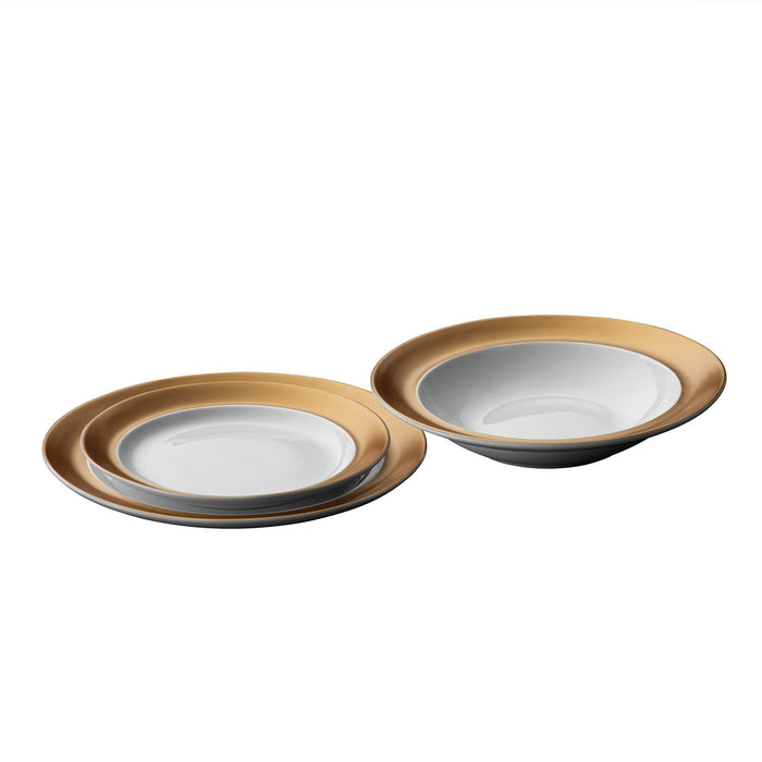 Image 1 of Gem 3pc Plate Set, 2 Plates & Bowl, White & Gold
