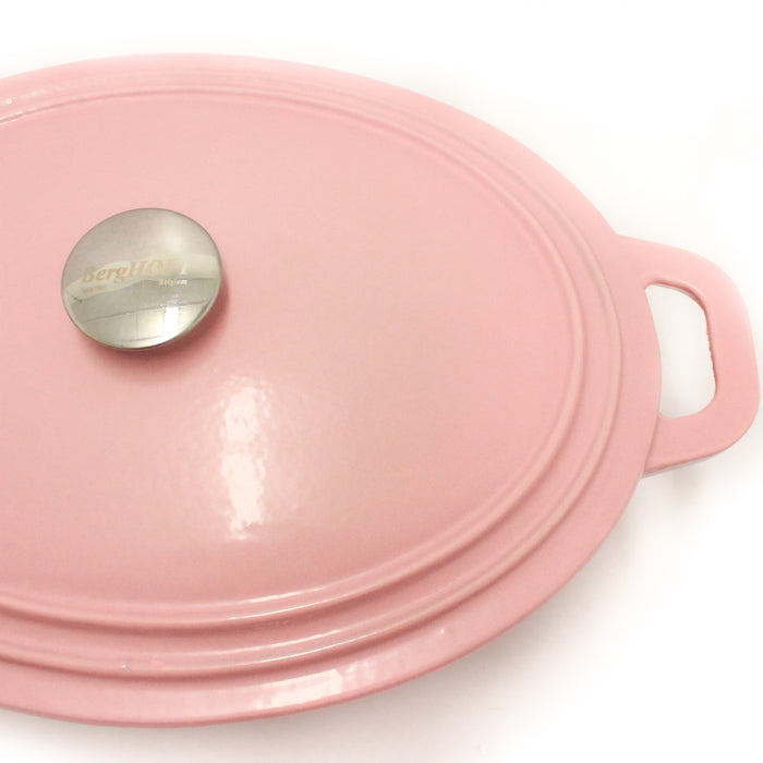 Image 3 of BergHOFF Neo 5qt Cast Iron Oval Covered Dutch Oven, Pink