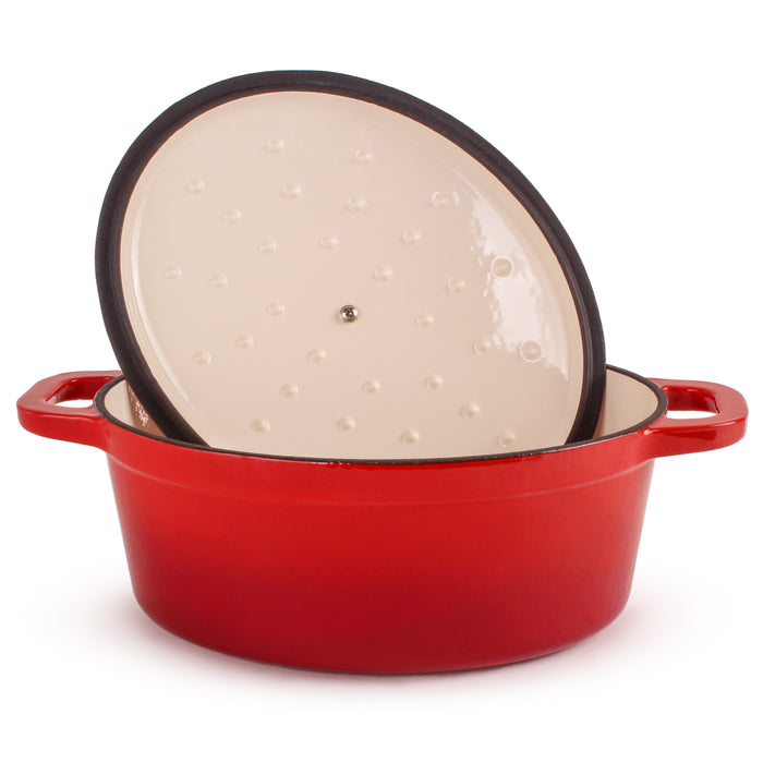 Image 3 of BergHOFF Neo 8qt Cast Iron Oval Covered Dutch Oven, Red