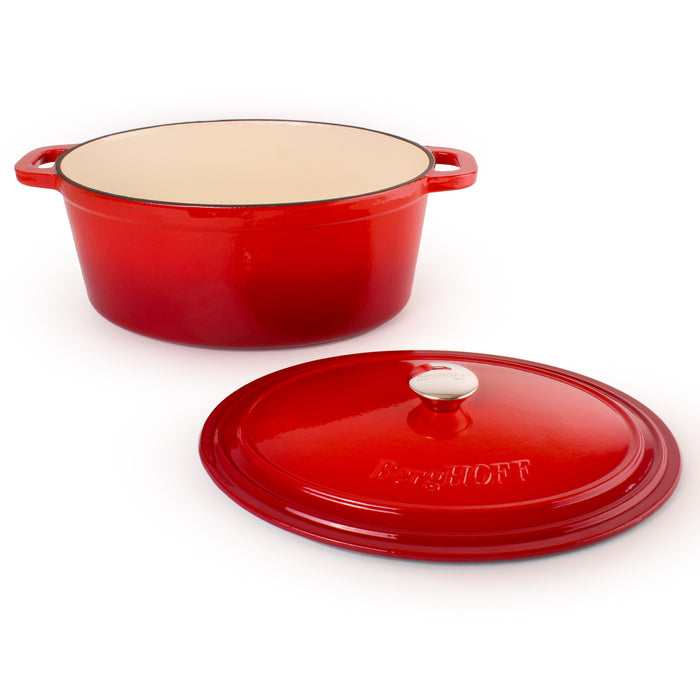 Image 4 of BergHOFF Neo 8qt Cast Iron Oval Covered Dutch Oven, Red