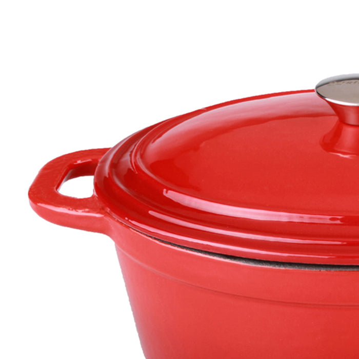 Image 5 of BergHOFF Neo 5qt Cast Iron Oval Covered Dutch Oven, Red