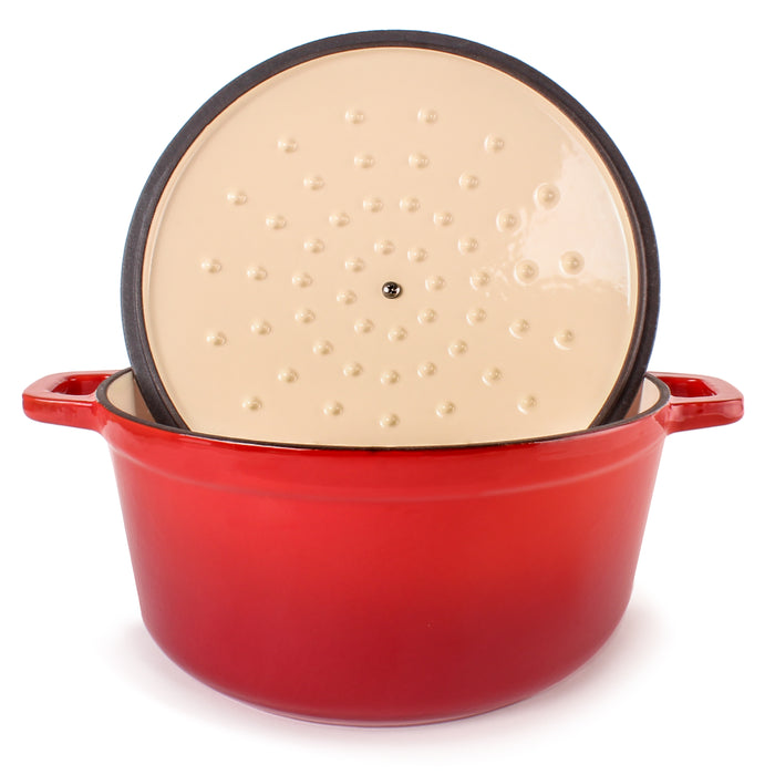 Image 3 of BergHOFF Neo 7qt Cast Iron Round Covered Dutch Oven, Red