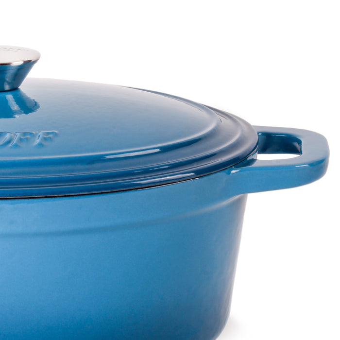 Image 4 of BergHOFF Neo 8qt Cast Iron Oval Covered Dutch Oven, Blue