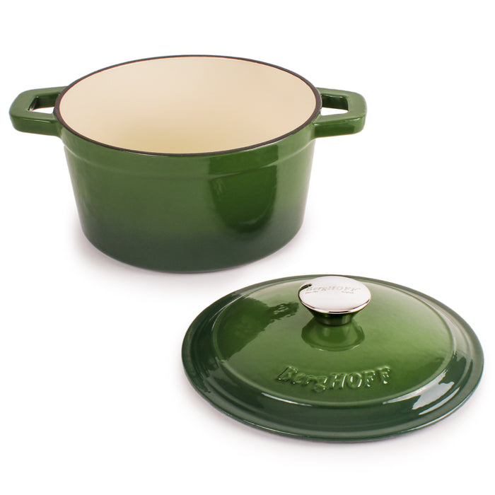 BergHOFF Neo 7qt Cast Iron Round Covered Dutch Oven, Green