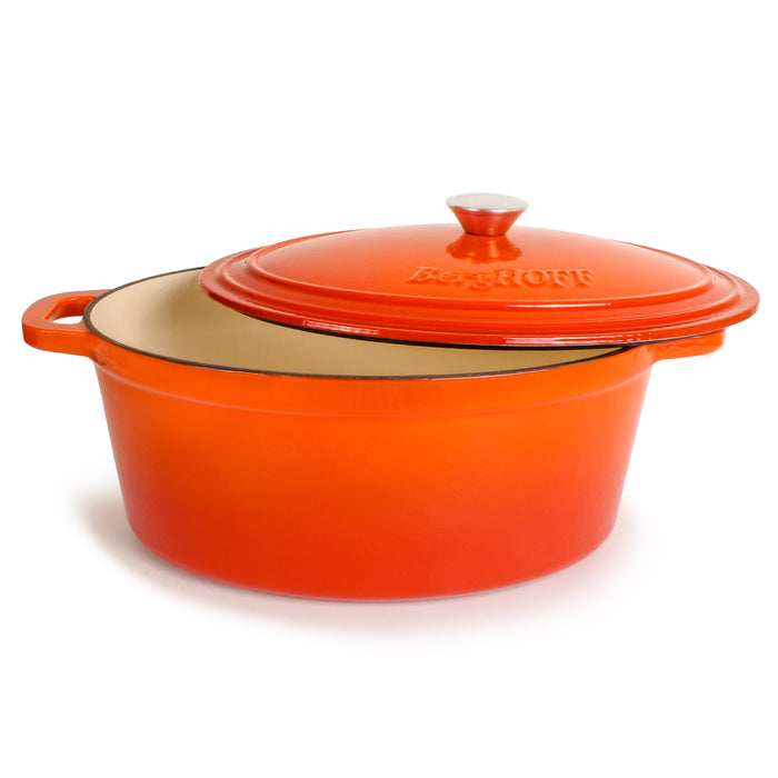 Image 6 of BergHOFF Neo 8qt Cast Iron Oval Covered Dutch Oven, Orange