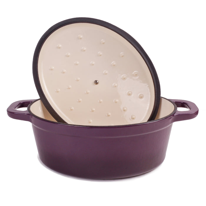 Image 2 of BergHOFF Neo 8qt Cast Iron Oval Covered Dutch Oven, Purple