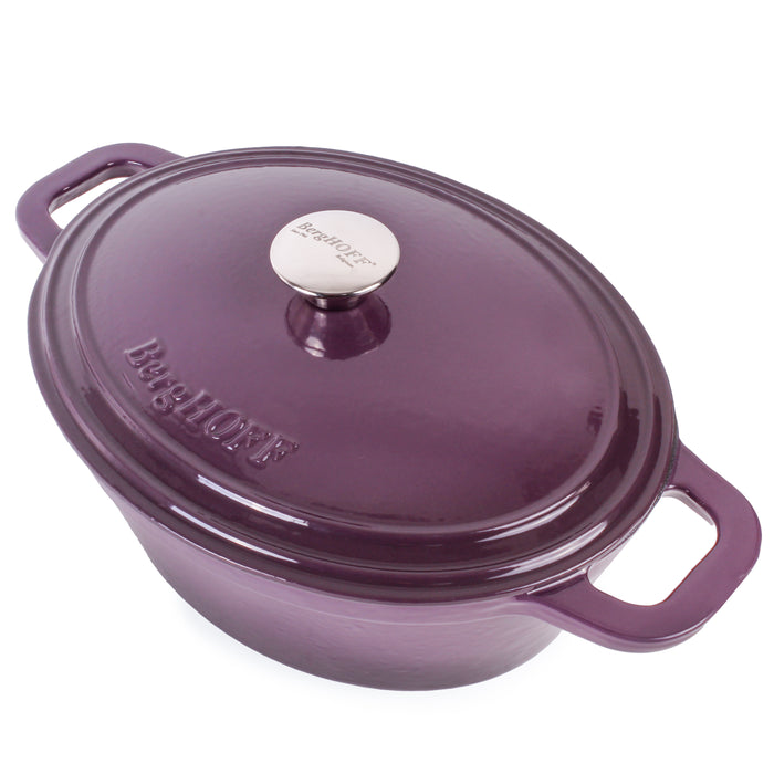 Image 3 of BergHOFF Neo 8qt Cast Iron Oval Covered Dutch Oven, Purple