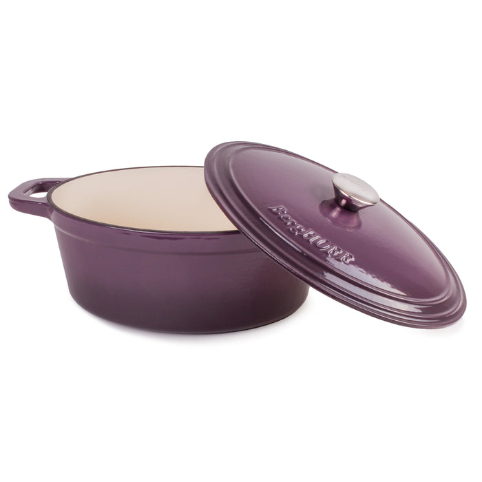 Image 4 of BergHOFF Neo 8qt Cast Iron Oval Covered Dutch Oven, Purple