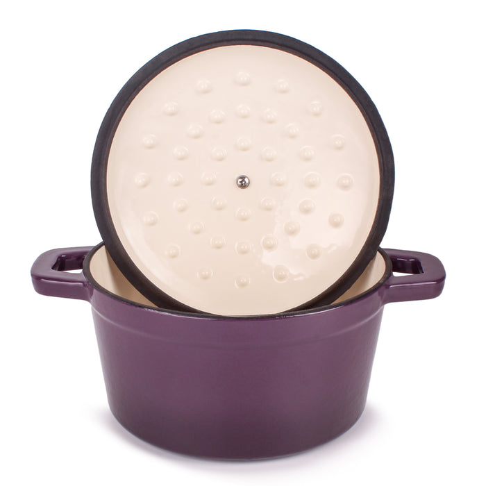 Image 3 of BergHOFF Neo 3qt Cast Iron Round Covered Dutch Oven, Purple