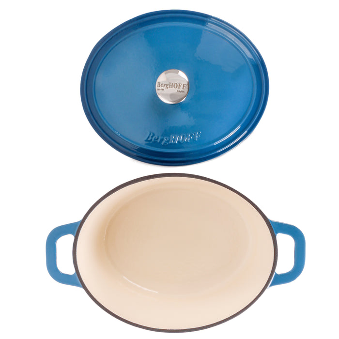 Image 5 of BergHOFF Neo 5qt Cast Iron Oval Covered Dutch Oven, Blue
