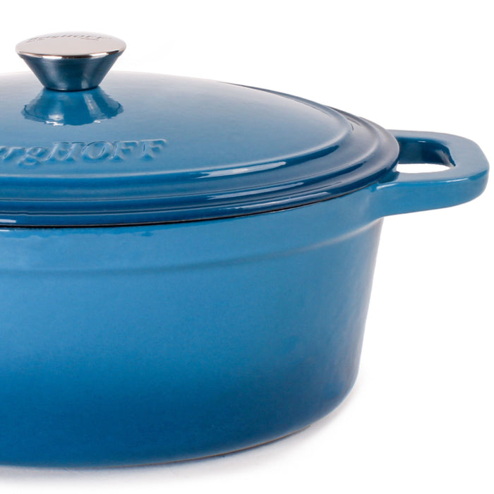 Image 6 of BergHOFF Neo 5qt Cast Iron Oval Covered Dutch Oven, Blue