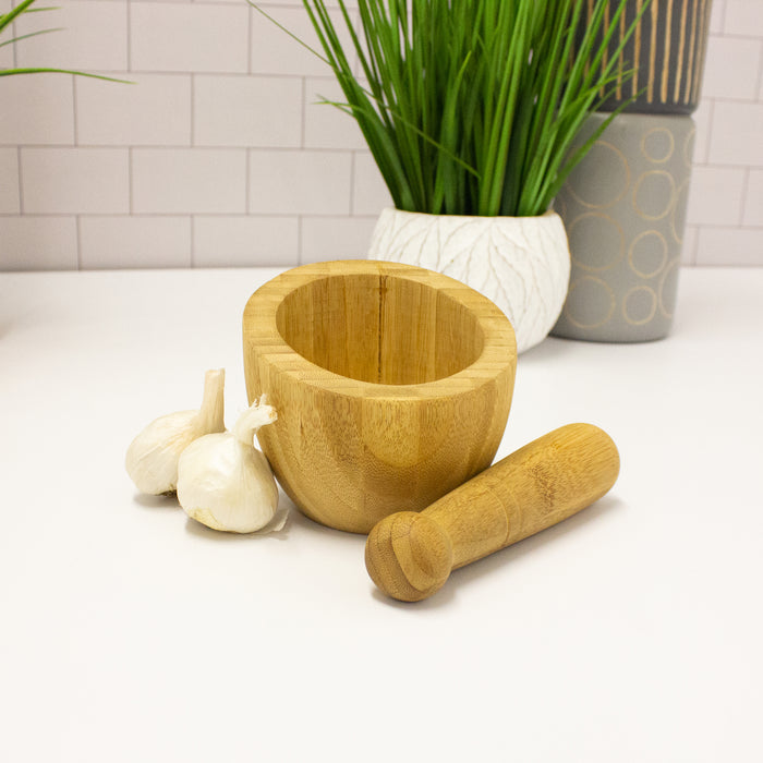 Image 2 of 2Pc Natural Mortar and Pestle