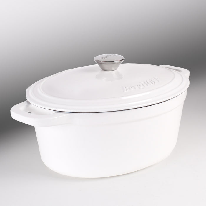 Image 3 of BergHOFF Neo 8qt Cast Iron Oval Covered Dutch Oven, White