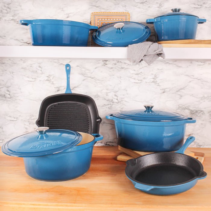 Image 2 of Neo 10Pc Cast Iron Cookware Set, Blue