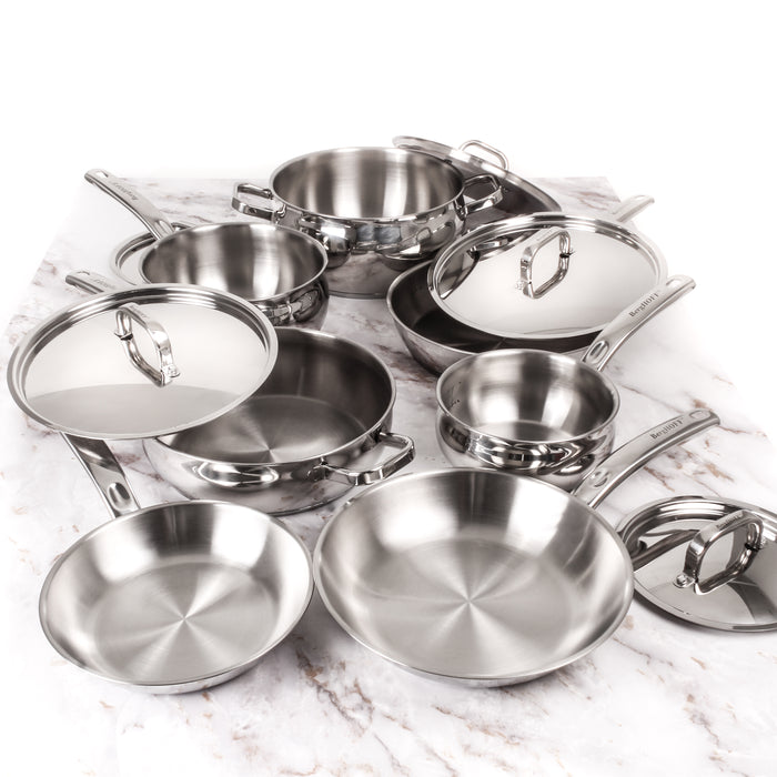 BergHOFF Essentials 12Pc 18/10 Stainless Steel Cookware Set with Stainless Steel Lid, Belly Shape Image4