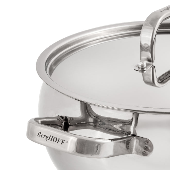 BergHOFF Essentials Belly Shape 18/10 Stainless Steel 9.5" Stockpot with Stainless Steel Lid 5.5Qt. Image3