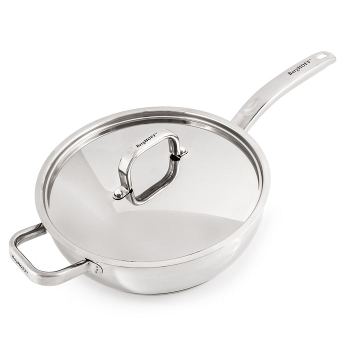 BergHOFF Essentials Belly Shape 18/10 Stainless Steel 9.5" Deep Skillet with Stainless Steel Lid 3.2Qt. Image3