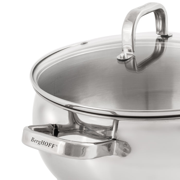 BergHOFF Essentials 12Pc 18/10 Stainless Steel Cookware Set with Glass Lid, Belly Shape Image9
