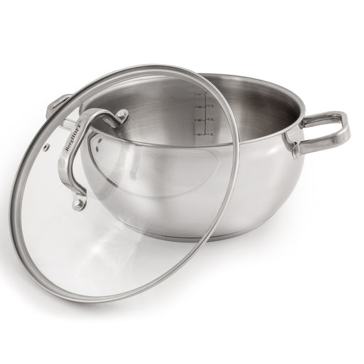BergHOFF Essentials Belly Shape 18/10 Stainless Steel 9.5" Stockpot with Glass Lid 5.5Qt. Image2