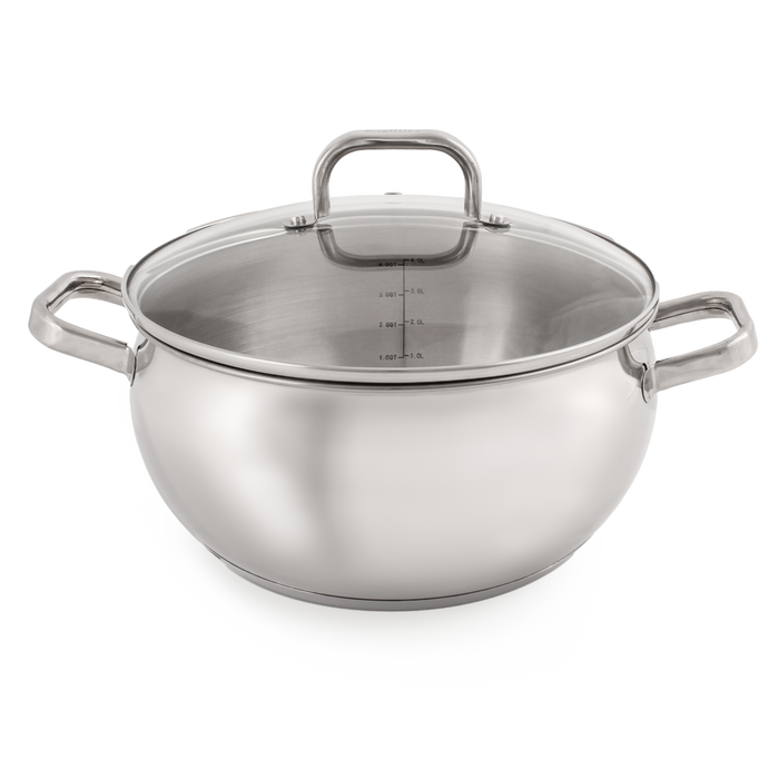 BergHOFF Essentials Belly Shape 18/10 Stainless Steel 9.5" Stockpot with Glass Lid 5.5Qt. Image8