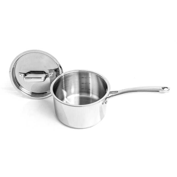 Image 2 of Professional Stainless Steel 10/18 Tri-Ply 3.3 Qt Saucepan with SS Lid, 8"