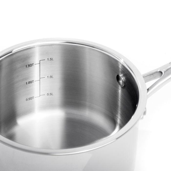 Image 4 of Professional Stainless Steel 10/18 Tri-Ply 3.3 Qt Saucepan with SS Lid, 8"