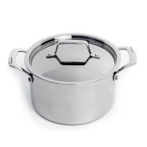 Image 1 of Professional Stainless Steel 10/18 Tri-Ply 4Qt Stock Pot with SS Lid, 8"