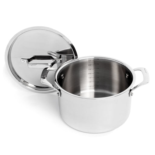 Image 2 of Professional Stainless Steel 10/18 Tri-Ply 4Qt Stock Pot with SS Lid, 8"