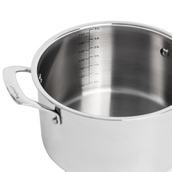 Image 3 of Professional Stainless Steel 10/18 Tri-Ply 4Qt Stock Pot with SS Lid, 8"