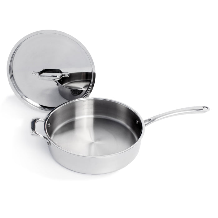 Image 2 of Professional Stainless Steel 10/18 Tri-Ply 5.2 Qt Saute Pan and SS Lid, 11"