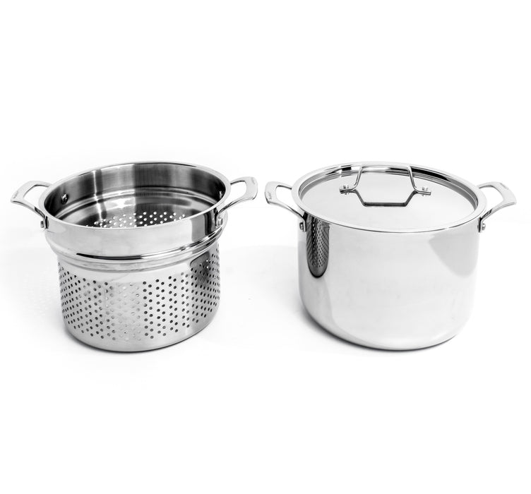 Image 8 of Professional Stainless Steel 10/18 Tri-Ply 8 Qt Stock Pot with SS Lid, 9.5"
