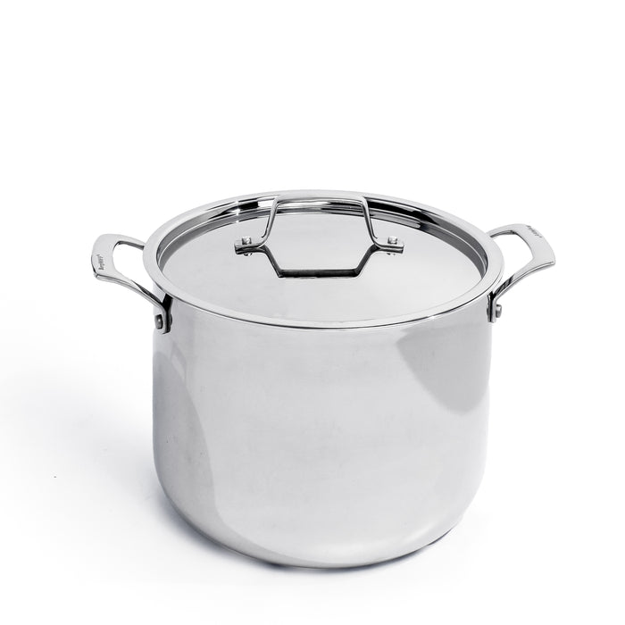 Image 1 of Professional Stainless Steel 10/18 Tri-Ply 8 Qt Stock Pot with SS Lid, 9.5"