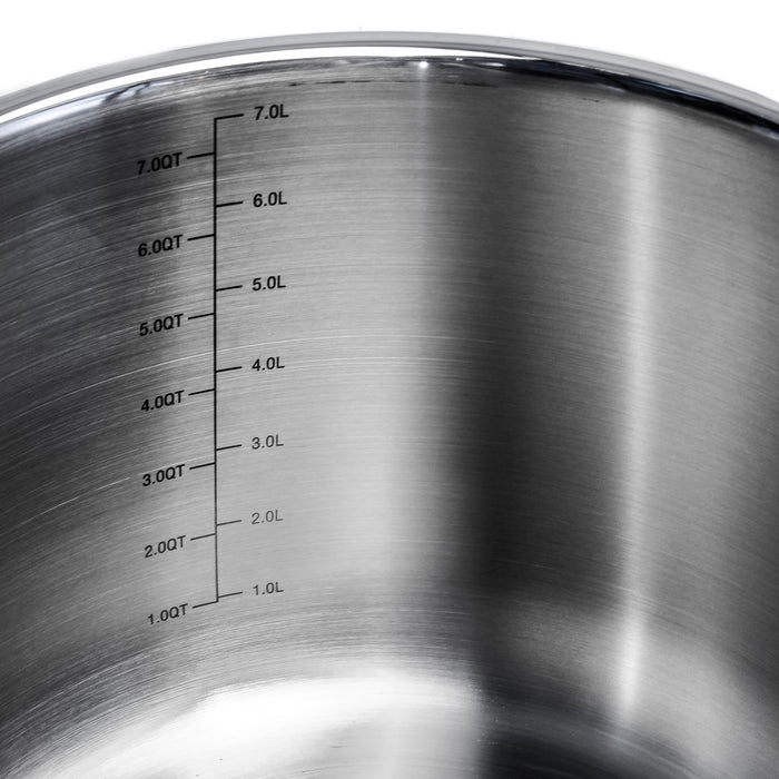 Image 2 of Professional Stainless Steel 10/18 Tri-Ply 8 Qt Stock Pot with SS Lid, 9.5"