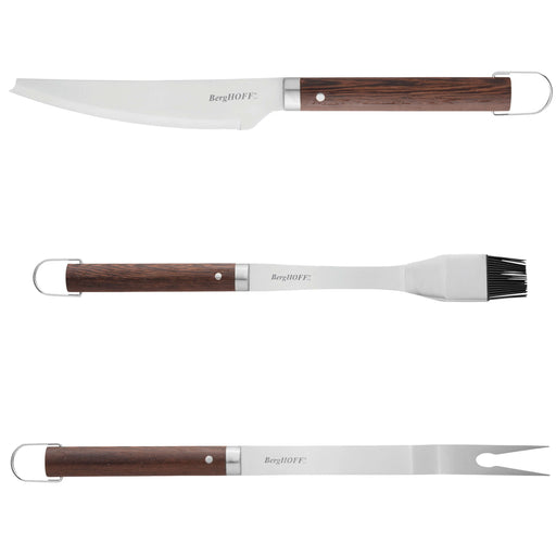 Image 1 of 3Pc BBQ Tools Set with wood handles